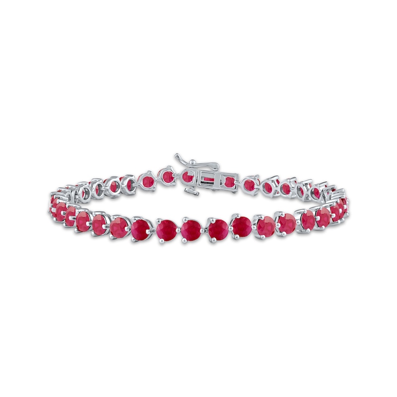 Main Image 1 of Lab-Created Ruby Line Bracelet Sterling Silver 7.25&quot;