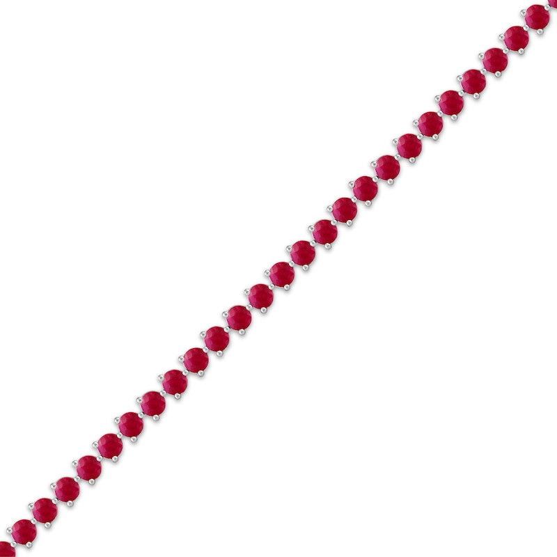 Main Image 2 of Lab-Created Ruby Line Bracelet Sterling Silver 7.25&quot;