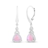 Thumbnail Image 1 of Trillion-Cut Pink Lab-Created Opal & White Lab-Created Sapphire Drop Earrings Sterling Silver