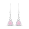 Thumbnail Image 2 of Trillion-Cut Pink Lab-Created Opal & White Lab-Created Sapphire Drop Earrings Sterling Silver