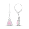 Thumbnail Image 3 of Trillion-Cut Pink Lab-Created Opal & White Lab-Created Sapphire Drop Earrings Sterling Silver