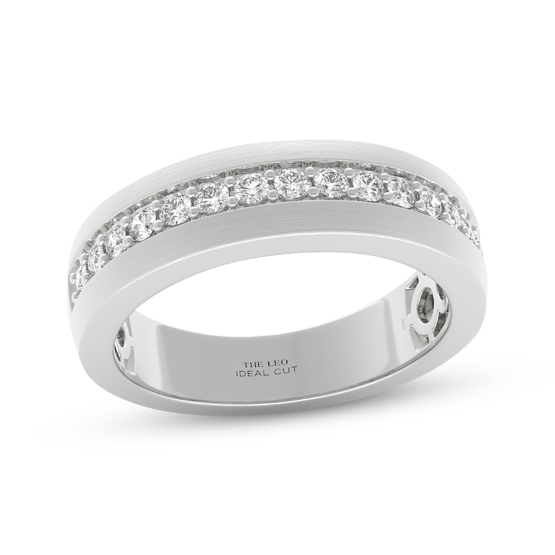 Main Image 1 of Men's THE LEO Ideal Cut Diamond Wedding Band 1/2 ct tw 14K White Gold