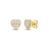 Thumbnail Image 1 of Multi-Diamond Heart Halo Stud Earrings 1/5 ct tw 10K Yellow Gold