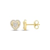 Thumbnail Image 3 of Multi-Diamond Heart Halo Stud Earrings 1/5 ct tw 10K Yellow Gold