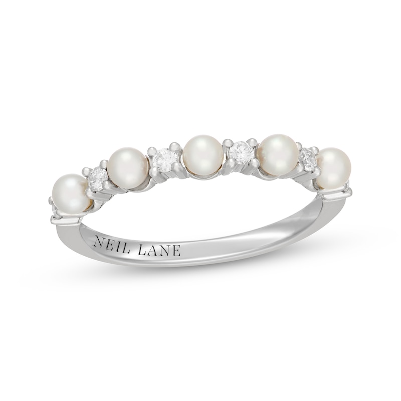 Main Image 1 of Neil Lane Cultured Akoya Pearl & Diamond Anniversary Ring 1/6 ct tw 14K White Gold