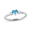 Thumbnail Image 1 of Swiss Blue Topaz & Diamond Heart Ring 1/10 ct tw 10K White Gold