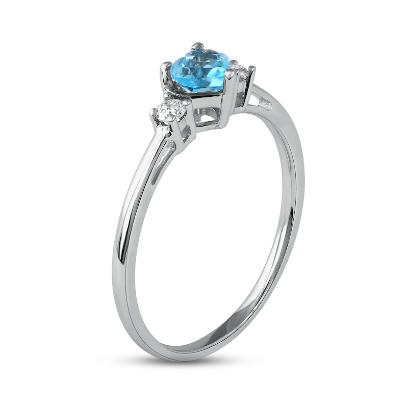 Main Image 2 of Swiss Blue Topaz & Diamond Heart Ring 1/10 ct tw 10K White Gold