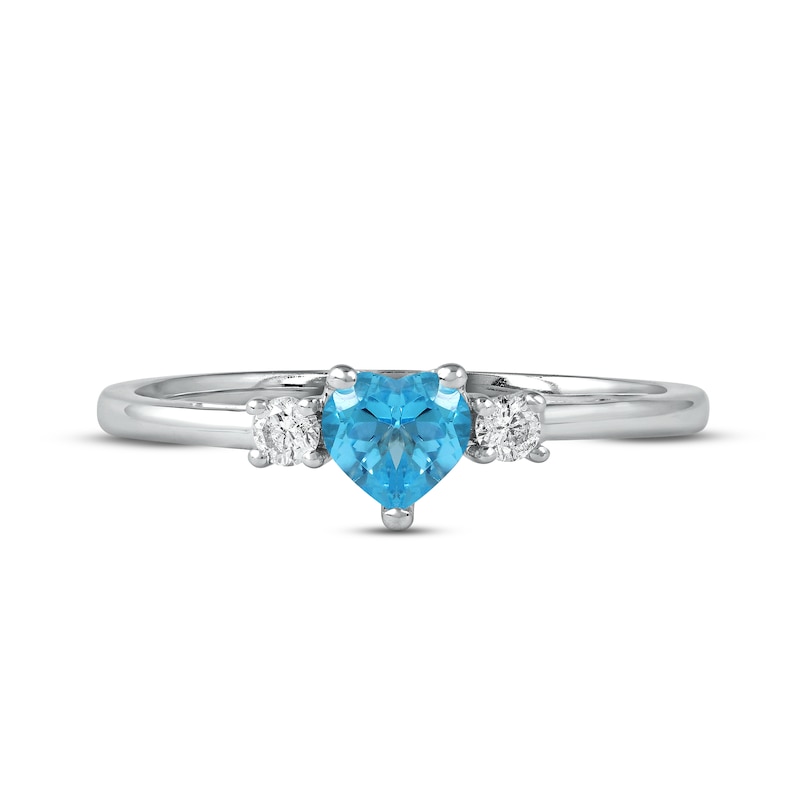 Main Image 3 of Swiss Blue Topaz & Diamond Heart Ring 1/10 ct tw 10K White Gold