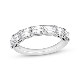 Now + Forever Lab-Grown Diamonds Emerald-Cut Seven-Stone Anniversary Ring 2 ct tw 14K White Gold