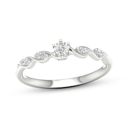 KAY Lab-Grown Diamonds Round-Cut Twist Shank Promise Ring 1/10 ct tw Sterling Silver