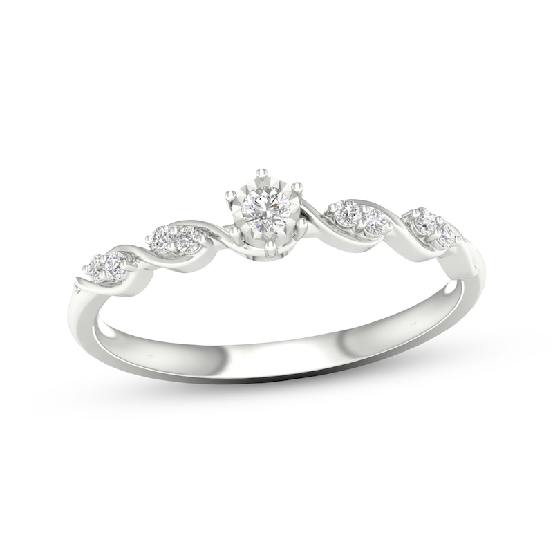 Main Image 1 of Lab-Grown Diamonds by KAY Round-Cut Twist Shank Promise Ring 1/10 ct tw Sterling Silver