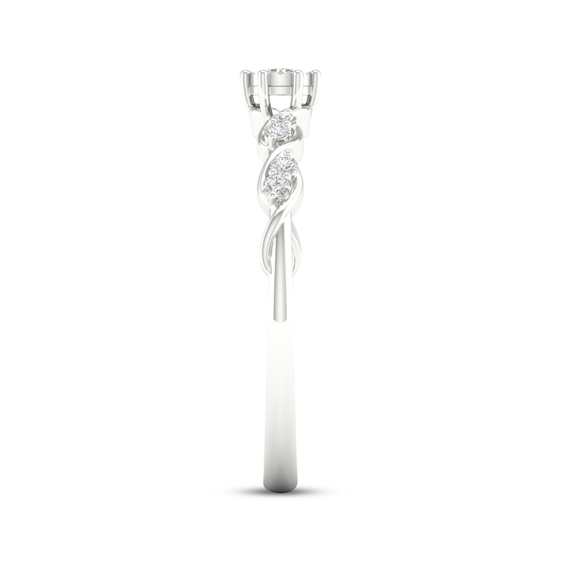 Main Image 3 of Lab-Grown Diamonds by KAY Round-Cut Twist Shank Promise Ring 1/10 ct tw Sterling Silver