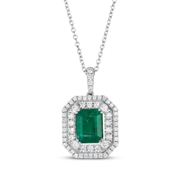 Le Vian Vault Emerald-Cut Emerald Necklace 1 ct tw Diamonds Platinum 18&quot;