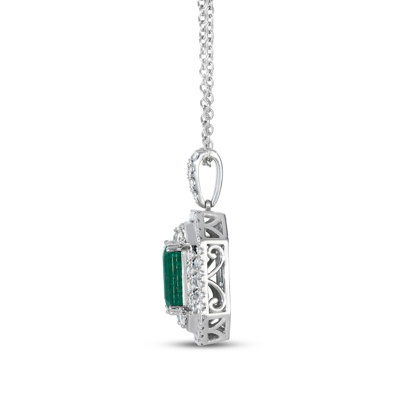 Main Image 2 of Le Vian Vault Emerald-Cut Emerald Necklace 1 ct tw Diamonds Platinum 18&quot;