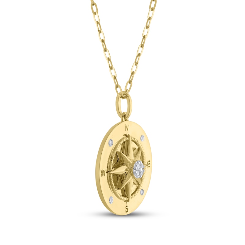 Main Image 2 of STUDIO BY KAY Diamond Compass Necklace 1/10 ct tw 24K Yellow Gold-Plated Sterling Silver 18&quot;