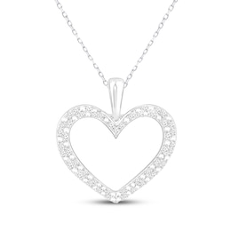 Diamond Heart Necklace 1/4 ct tw Sterling Silver 18&quot;