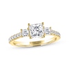 Thumbnail Image 1 of THE LEO Legacy Lab-Grown Diamond Princess-Cut Three-Stone Engagement Ring 1-1/2 ct tw 14K Yellow Gold