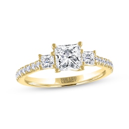 THE LEO Legacy Lab-Grown Diamond Princess-Cut Three-Stone Engagement Ring 1-1/2 ct tw 14K Yellow Gold