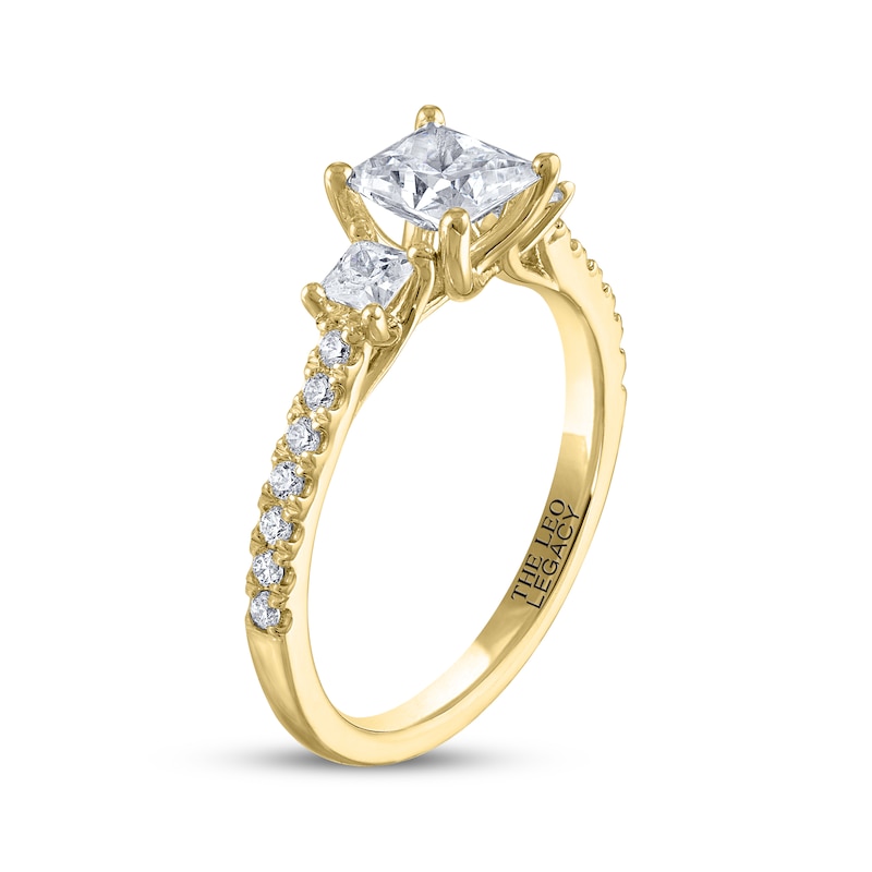 Main Image 2 of THE LEO Legacy Lab-Grown Diamond Princess-Cut Three-Stone Engagement Ring 1-1/2 ct tw 14K Yellow Gold