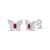 Thumbnail Image 1 of Marquise-Cut Lab-Created Ruby & White Lab-Created Sapphire Butterfly Stud Earrings Sterling Silver