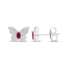 Thumbnail Image 3 of Marquise-Cut Lab-Created Ruby & White Lab-Created Sapphire Butterfly Stud Earrings Sterling Silver