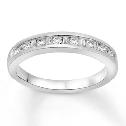 Now + Forever Diamond Wedding Band 1/3 ct tw Baguette & Round 14K White Gold