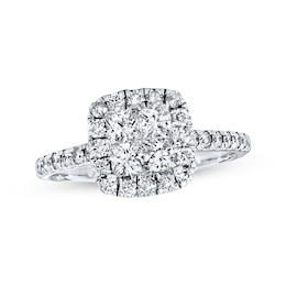 Multi-Diamond Engagement Ring 1 ct tw Princess-Cut 14K White Gold