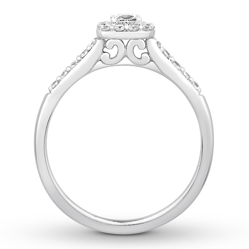 Main Image 2 of Diamond Engagement Ring 1/3 ct tw Princess & Round 10K White Gold