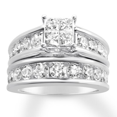 Diamond Bridal Set 3 ct tw Princess/Round 14K White Gold | Kay
