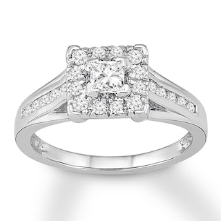 Diamond Engagement Ring 5/8 ct tw Princess-cut 14K White Gold