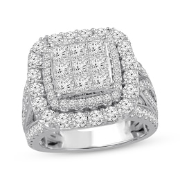 Diamond Engagement Ring 3 ct tw Princess & Round 14K White Gold