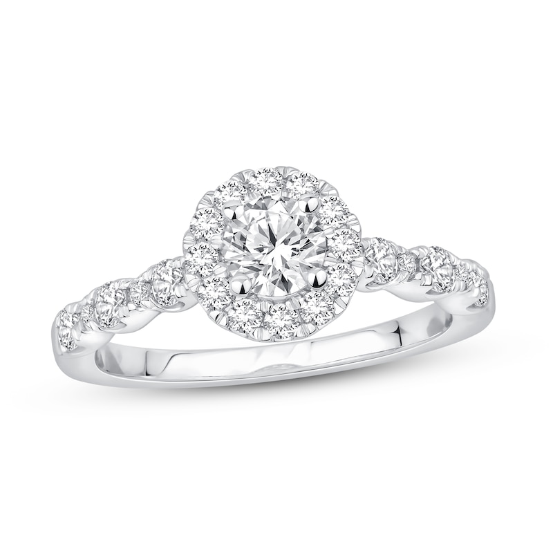 Main Image 1 of Round-cut Diamond Engagement Ring 1 ct tw 14K White Gold