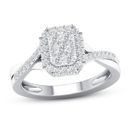 Now + Forever Diamond Engagement Ring 1/3 ct tw Round-cut 10K White Gold