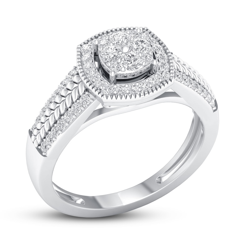 Main Image 4 of Diamond Engagement Ring 3/8 ct tw Round-cut 10K White Gold