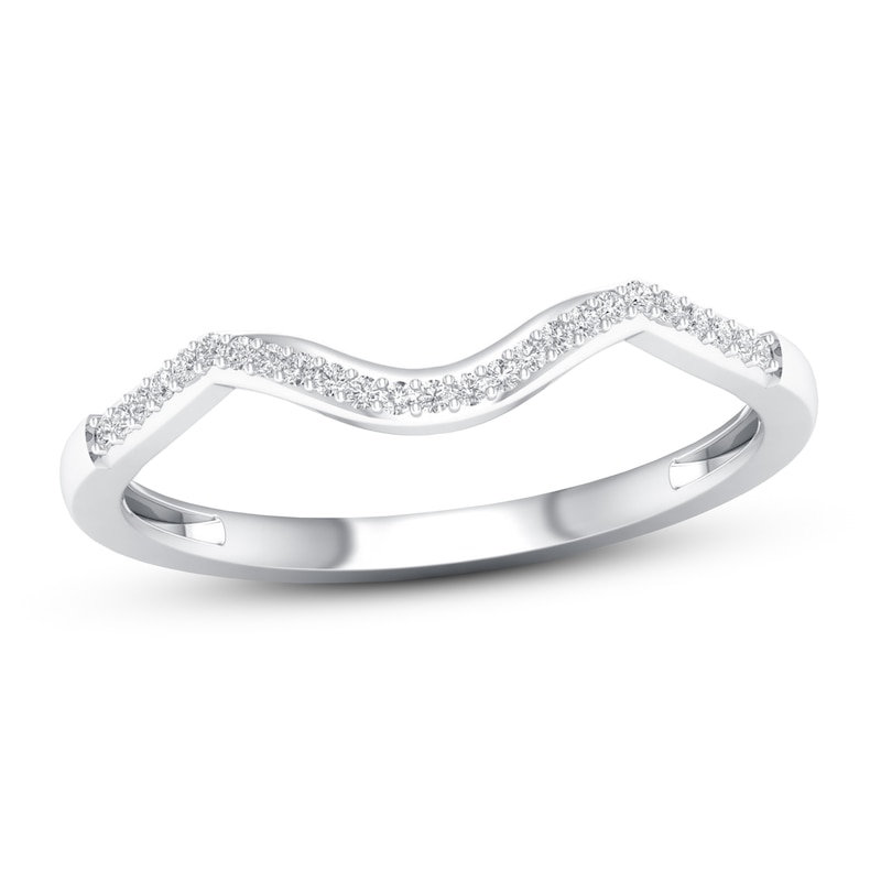 Main Image 1 of Diamond Wedding Band 1/15 ct tw Round-cut 10K White Gold