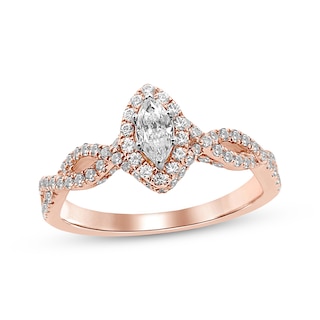 Diamond Engagement Ring 3/4 ct tw Marquise/Round 14K Rose Gold | Kay