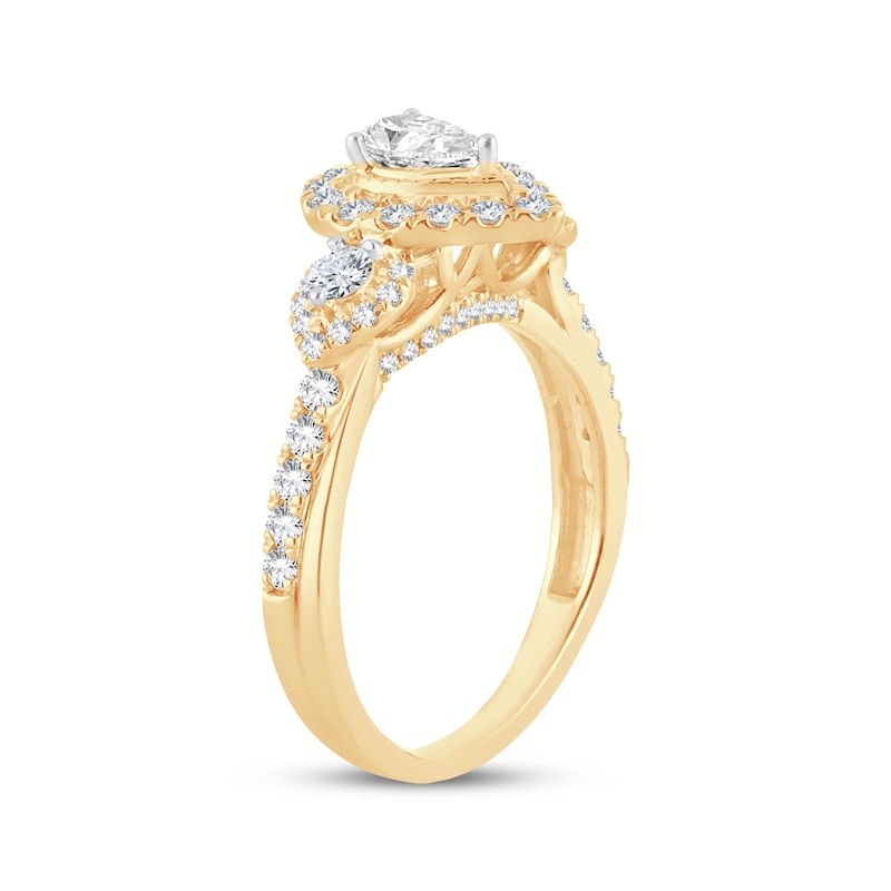 Memories Moments Magic Diamond Engagement Ring 7/8 ct tw Pear & Round-Cut 14K Yellow Gold