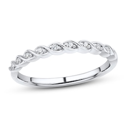 Now + Forever Diamond Wedding Band 1/15 ct tw Round-cut 10K White Gold