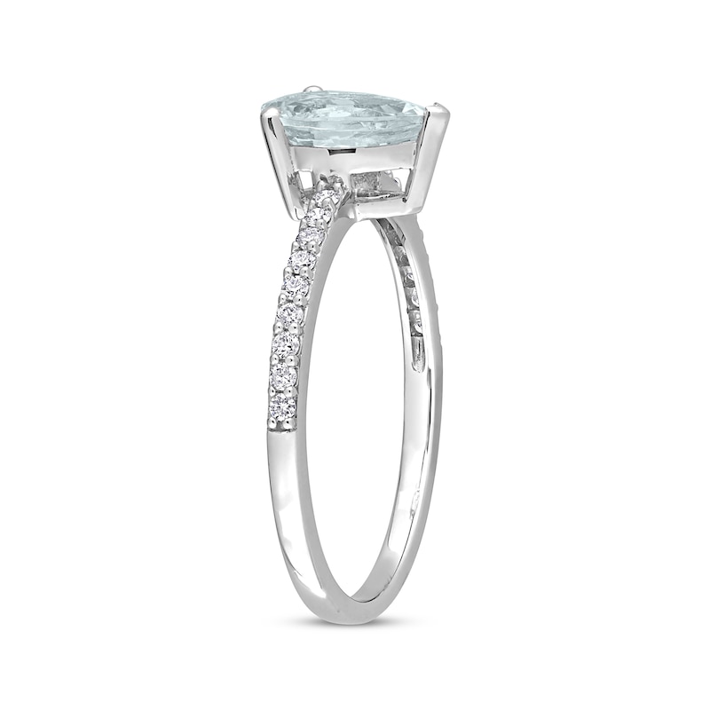 Pear-Shaped Aquamarine Engagement Ring 1/8 ct tw Diamonds 14K White Gold