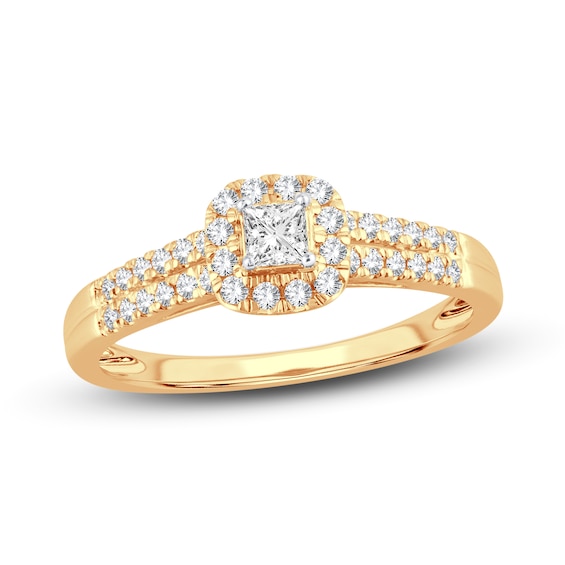Diamond Engagement Ring 3/8 ct tw Princess & Round 14K Yellow Gold
