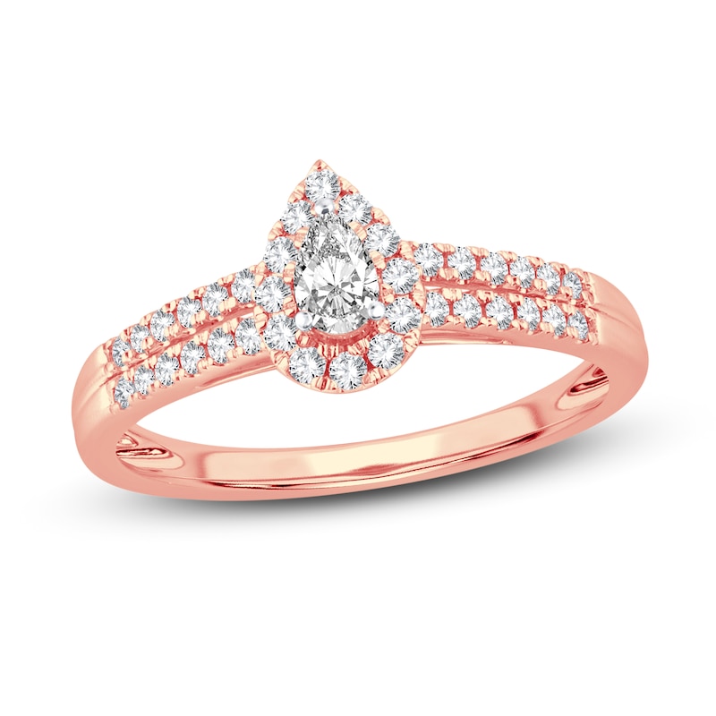 Main Image 1 of Diamond Engagement Ring 3/8 ct tw Pear & Round 14K Rose Gold