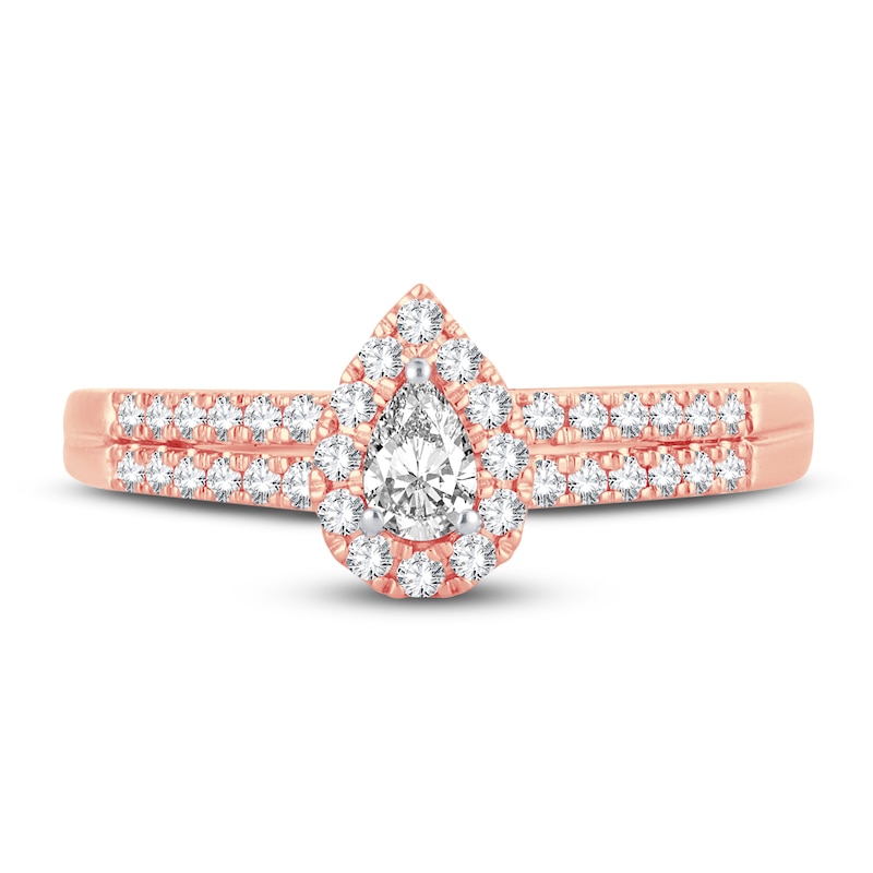 Main Image 3 of Diamond Engagement Ring 3/8 ct tw Pear & Round 14K Rose Gold