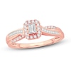Thumbnail Image 0 of Diamond Engagement Ring 3/8 ct tw Emerald, Baguette & Round 14K Rose Gold