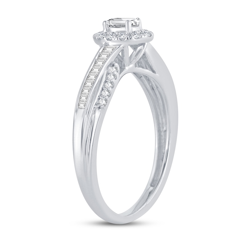 Main Image 2 of Now + Forever Diamond Engagement Ring 3/8 ct tw Oval, Baguette & Round 14K White Gold