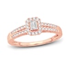 Thumbnail Image 1 of Diamond Engagement Ring 3/8 ct tw Emerald & Round 14K Rose Gold