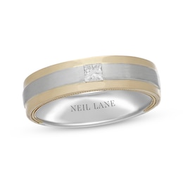 Neil Lane Men's Diamond Wedding Band 1/6 ct tw Square-Cut 14K Two-Tone Gold