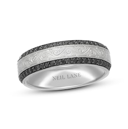 Neil Lane Men's Black Diamond Wedding Band 1/2 ct tw Round-Cut 14K White Gold