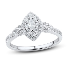 Now + Forever Diamond Engagement Ring 3/8 ct tw Marquise & Round-Cut 14K White Gold