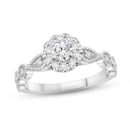 Diamond Engagement Ring 5/8 ct tw Round-cut 14K White Gold