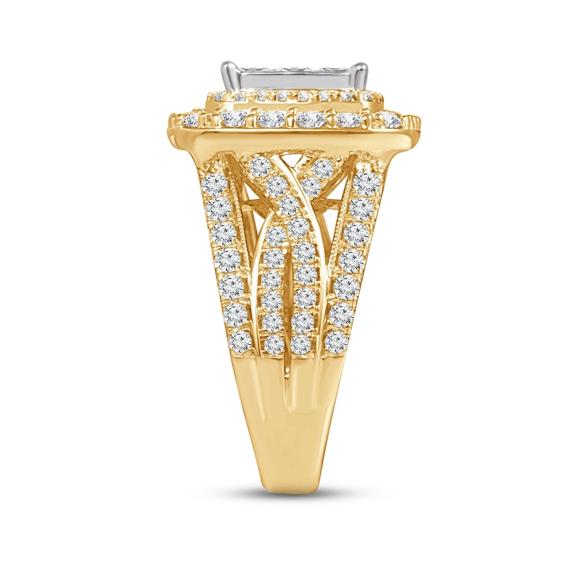 Main Image 2 of Multi-Diamond Engagement Ring 3 ct tw Princess & Round-cut 14K Yellow Gold